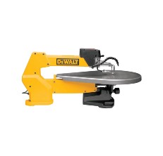 Yellow and black scroll saw from DEWALT on a white background.