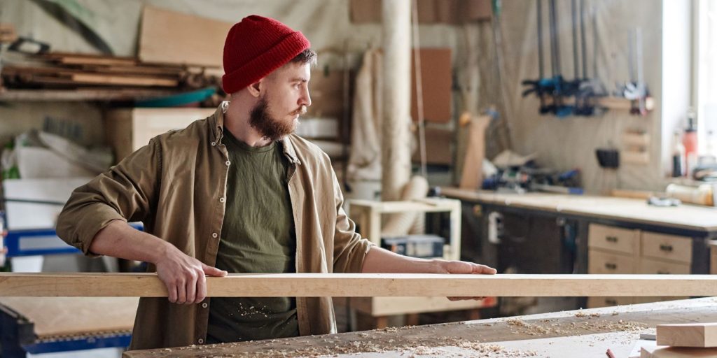 Young Man Working in Woodshop