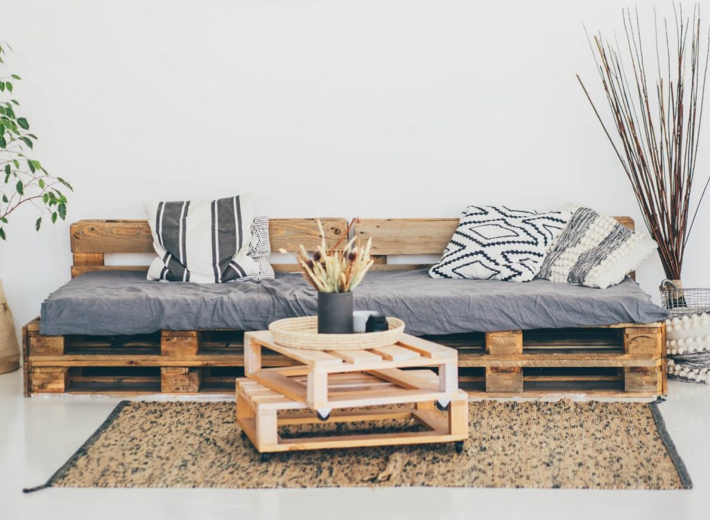 Pallet sofa and coffee table