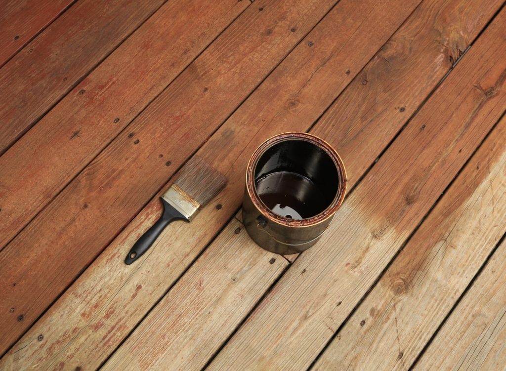 Partially-stained deck